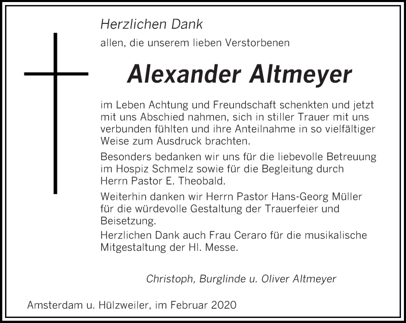 Danksagung Alexander Altmeyer